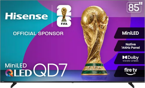 Vista 25 de Hisense 75" QD7 Mini-LED 4K Smart Fire TV - QLED, 144Hz, HDR10+, Dolby Vision/Atmos, modo de juego Pro, Alexa incorporado (75QD7QF)