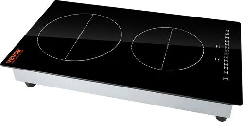 Vista 9 de VEVOR Placa de cocina eléctrica, 2 quemadores, estufa de inducción de 12 pulgadas, estufa magnética integrada de 3000 W, quemador multifuncional