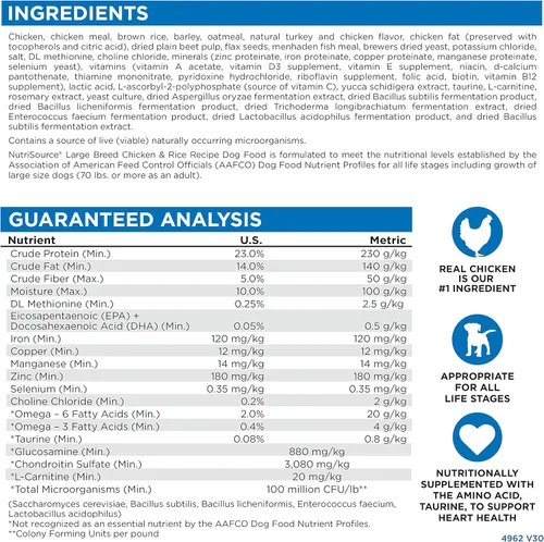 Vista 6 de NutriSource Alimento seco para perros adultos para razas grandes, pollo y arroz, 26 libras
