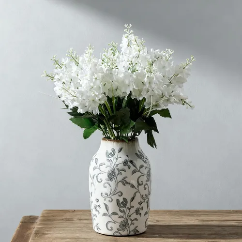 Vista 97 de SIDUCAL Florero decorativo de cerámica Florero rústico de 7.48 pulgadas para decoración del hogar, mesa, sala de estar, baño, escritorio de café