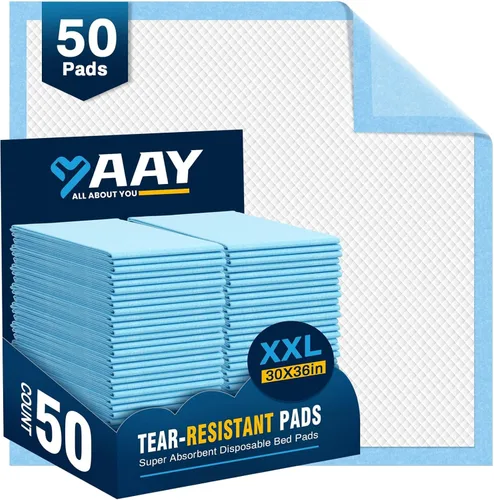 Vista 8 de AAY Almohadillas de cama desechables de 30 x 36 pulgadas (25 piezas) resistentes al desgarro, almohadillas superabsorbentes para orina extra grandes