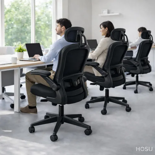 Vista 4 de Desk Chair, Ergonomic Office Chair with Headboard and Adjustable Lumbar Support Thick Seat Cushion Minimalist Executive Gamer Chair for Desk