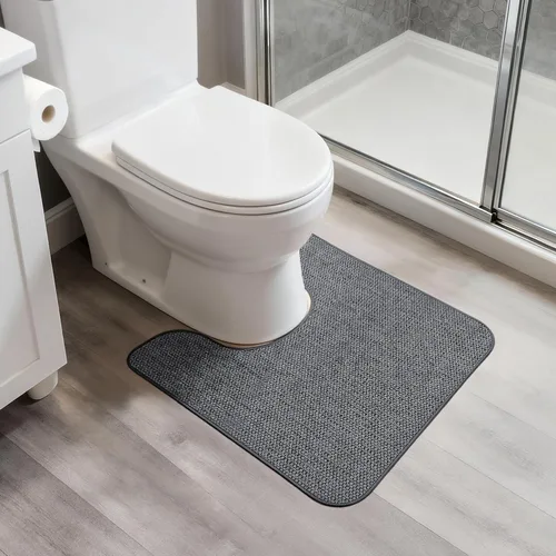 Bosap Alfombras de baño en forma de U, lavables a máquina, antideslizantes, de secado rápido, superabsorbentes, ultrafinas, para baño, inodoro, Gris