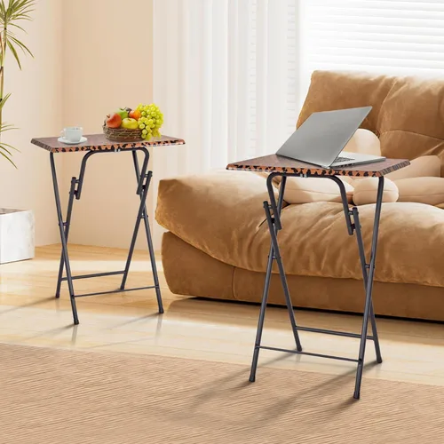 Vista 2 de Mesa plegable para TV, bandeja de TV para comer en el sofá, mesas plegables pequeñas, bandeja portátil para sofá, mesa de aperitivos plegable
