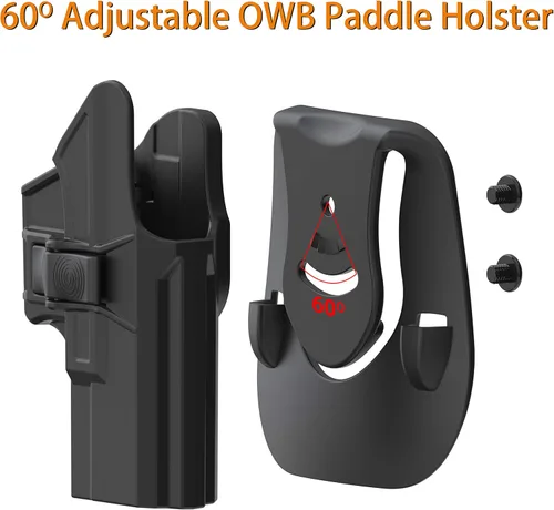 Vista 7 de Funda G19, funda de remo OWB para Glock 19 19X 44 45 Gen 1 2 3 4 5, Glock 23 32 Gen 1 2 3 4, funda ajustable para cintura exterior, funda de pistola