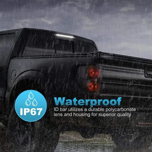 Vista 2 de Partsam 2 barras de luz LED blancas de 17 pulgadas para remolque de camión, 40 lentes transparentes LED, doble fila, sellada blanca de 17 pulgadas