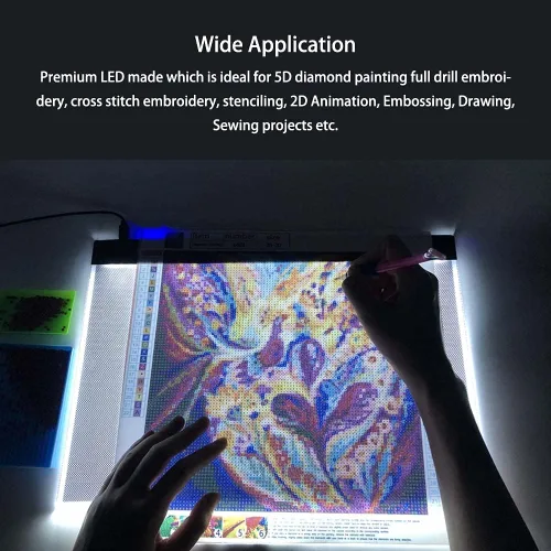 Vista 5 de Mesa de luz A3S para pintura de diamantes - Tablero de luz Sponake para trazado con 3 niveles de brillo, se aplica a arte de diamantes 5D