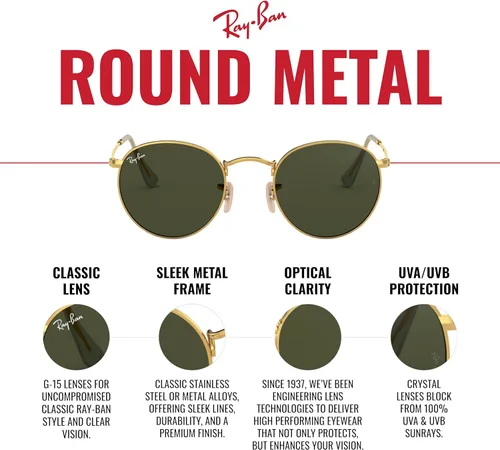 Vista 4 de Ray-Ban - Lentes de sol RB3447 redondos, de metal