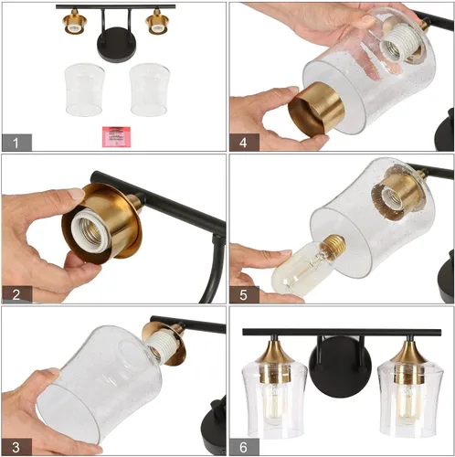 Vista 7 de KSANA Accesorios de iluminación de tocador de 2 luces con pantallas