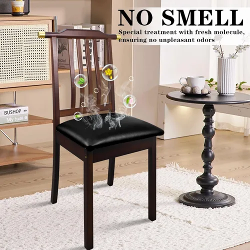 Vista 4 de Juego de 2 fundas de asiento para sillas de comedor de cuero PU, fundas impermeables para sillas de cocina, funda elástica para sillas