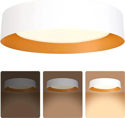 Vista 10 de Bargeni Lámpara de techo empotrada, lámpara de techo LED de 12.5 pulgadas con luz nocturna, negro mate con interior dorado, 24 W/2700 K/3000 K/4000