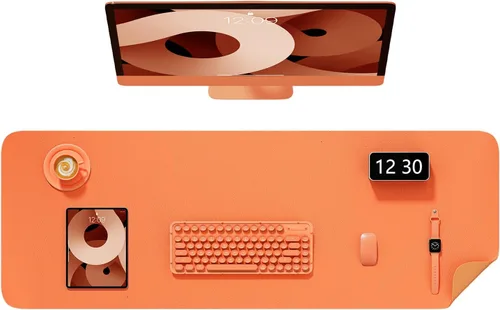 Vista 43 de Alfombrilla para escritorio, 23.6" x 13.8" de piel sintética PU, antideslizante, gran mouse pad para escritorio, alfombrilla impermeable