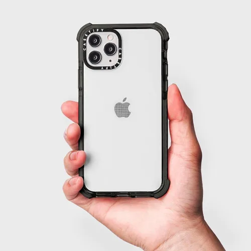 Vista 8 de CASETiFY Ultra Impact - Funda para iPhone 11, diseño de remolinos esmerilados, color negro transparente