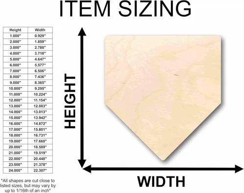 Vista 2 de Placa de madera sin terminar para el hogar, diseño de base de diamante, para béisbol, sóftbol, para manualidades, hasta 46 pulgadas, 14 pulgadas