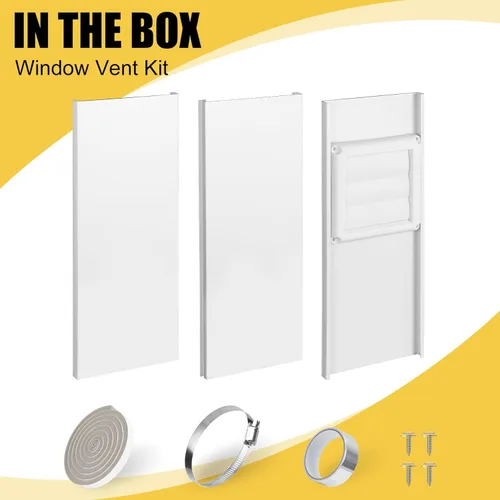 Vista 9 de Kit de ventana de ventilación de secadora para manguera de ventilación de secadora de 4 pulgadas, con cubierta de ventilación de secadora de cierre