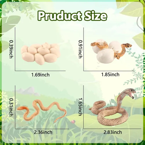 Vista 2 de Ciclo de crecimiento de la serpiente, modelo de ciclo de crecimiento de cobra, juguetes de figuras de serpientes, mini figura de serpientes