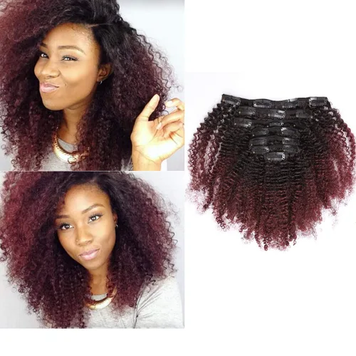 Vista 13 de Anrosa Extensiones de cabello afro y rizado con clip, cabello humano 10 pulgadas, extensiones de cabello rizado con clip tipo 3C 4A, extensiones