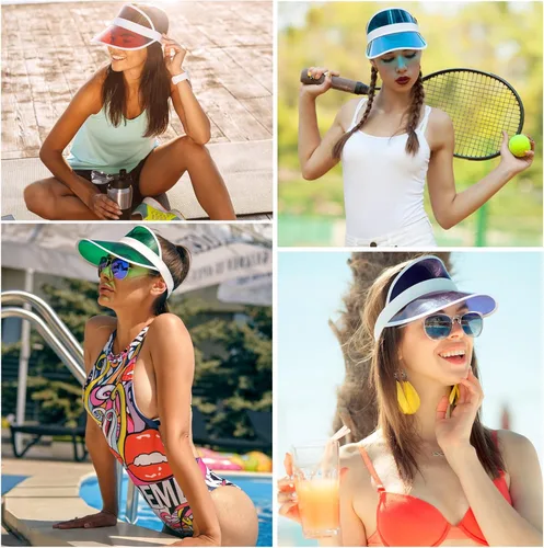 Vista 6 de Ultrafun Sombreros unisex de color caramelo para viseras de plástico transparente con protección UV para deportes al aire libre