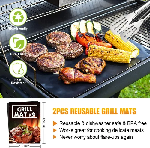 Vista 5 de Cifaisi Juego de accesorios para parrilla de barbacoa, 38 piezas de herramientas de parrilla de acero inoxidable con funda de aluminio, termómetro