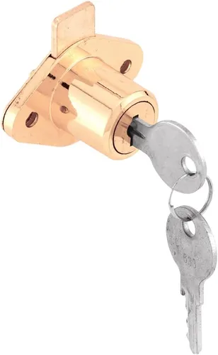 Prime-Line U 9947 cerradura de armario y gaveta, 7/8 pulgadas de diámetro externo, fundido a presión, enchapado en latón
