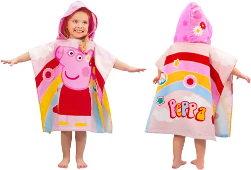 Vista 9 de Franco Barbie Kids - Poncho de toalla con capucha para playa/piscina/baño/campamento, 24" x 22", cubierta de algodón absorbente