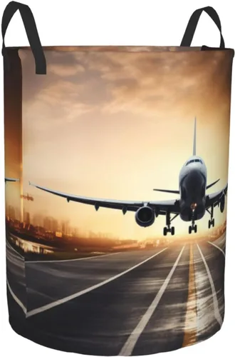 Vista 2 de backpack airplane print Circular Hamper Waterproof Storage Bin Organizer Basket Laundry Hamper With Handles For Clothes Toys Small