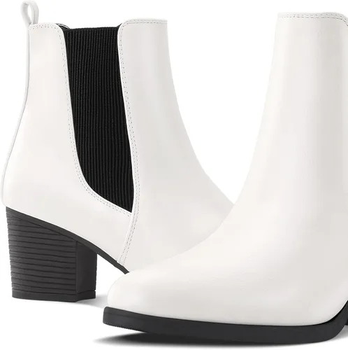 Vista 9 de COASIS Botas Chelsea de tacón grueso para mujer botines de tobillo con laterales elásticos