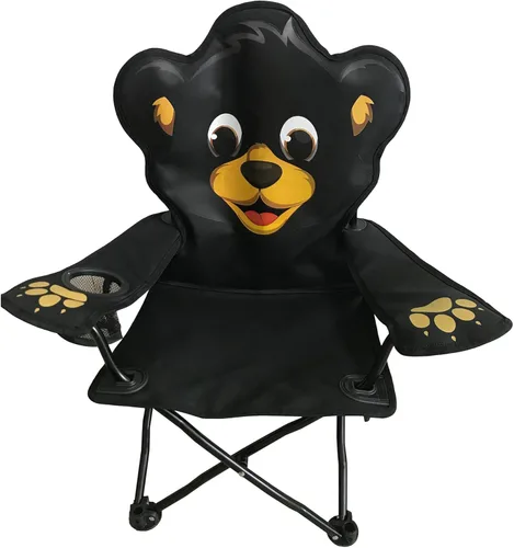 Vista 4 de Silla de campamento plegable con soporte para bebida y cargador de bolsa, Oso negro