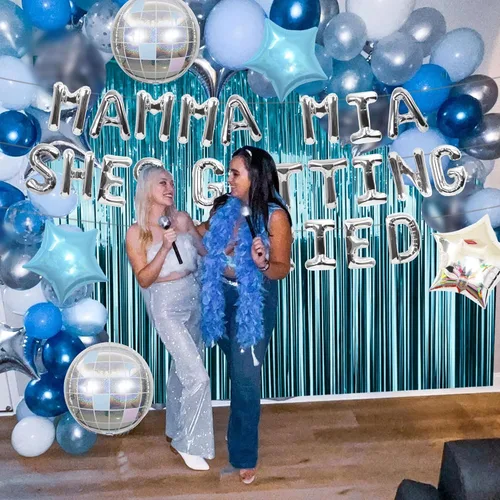 Vista 2 de JeVenis Mamma Mia Shes Getting Married - Decoración de despedida de soltera Última Discoteca, suministros de fiesta de Mamma Mia Decoración