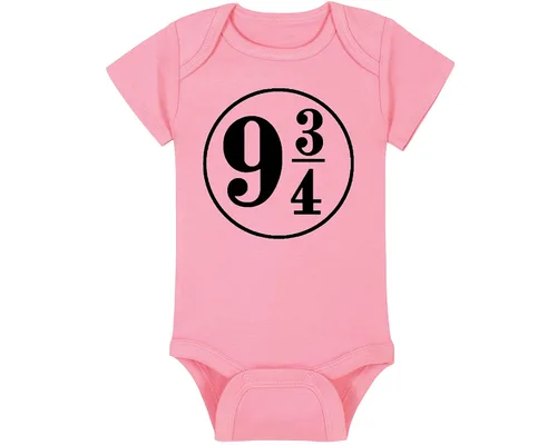 Mameluco de bebé de mago 9 34, nueve y tres cuartos (12-18 meses tela rosa diseño negro)