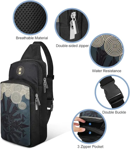 Vista 5 de Xishwon Backpack Carrying Travel Bag for Nintendo SwitchLiteOLEDConsoleDockJoy-Cons&Accessories Storage, Portable Nylon Waterproof Crossbody