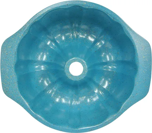 Vista 3 de casaWare Molde estriado para pasteles de 9.5 pulgadas (10 tazas) recubierto de cerámica antiadherente (granito azul)