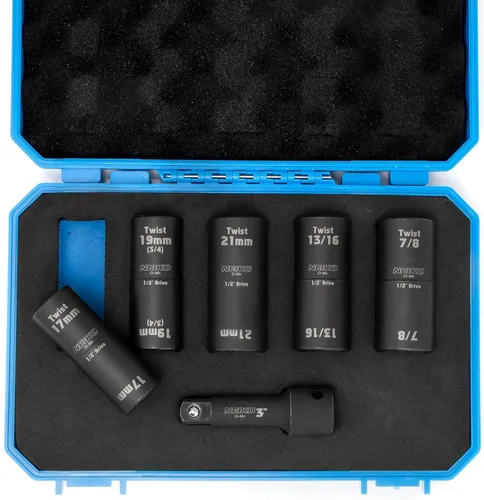 Vista 9 de NEIKO 02281B Juego de llaves de vaso de impacto de 1/2 pulgada 4 piezas SAE y MM Barra de extensión de 3 pulgadas Acero Cr-Mo Servicio