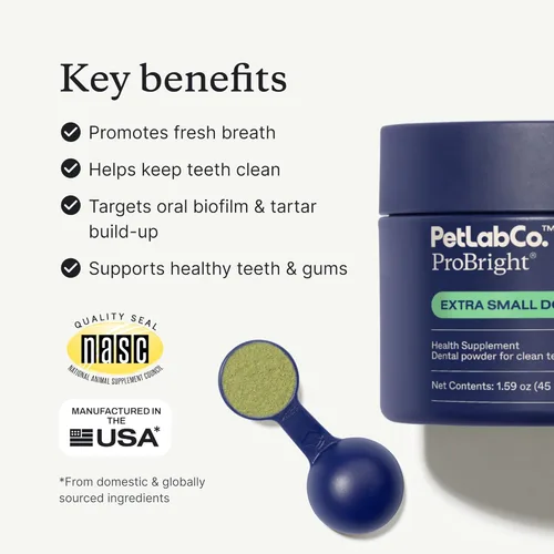 Vista 3 de PetLab Co. ProBright Polvo Dental - Refrescante del Aliento para Perros - Limpieza de Dientes Hecha Fácil - Combate el Sarro y el Mal Aliento
