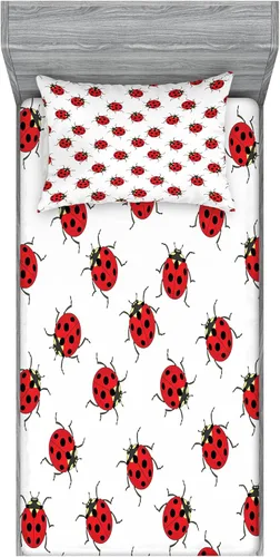 Vista 155 de Ambesonne - Juego de sábanas bajeras y fundas de almohada, diseño primaveral de acuarelas con jardín de hierbas y flores, juego de 4 piezas