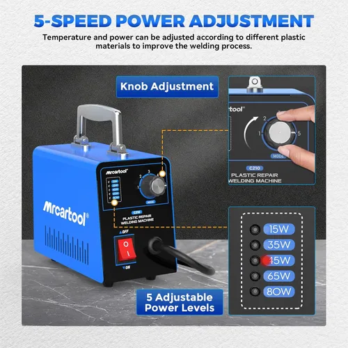 Vista 2 de Kit de soldador de plástico con 600 piezas de grapas calientes 110 V máquina de soldadura de plástico kit de reparación de parachoques de coche, 80