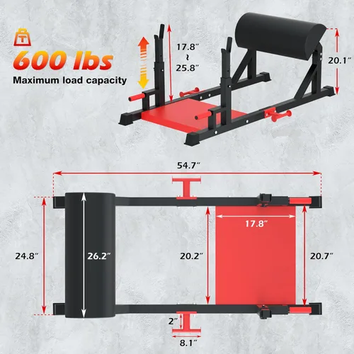 Vista 3 de VIVITORY Máquina de empuje de cadera, máquina de puente de glúteos, máquina de sentadillas Sissy con soporte para pesas, equipo de ejercicio