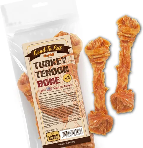 Gootoe Tendones de pavo para perros – Golosinas hipoalergénicas 100% naturales, alternativa al cuero crudo, masticables duraderos para cachorros,