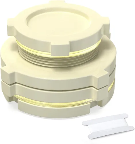 Vista 9 de TAISHER Adaptador de conector de tanque de mamparo de 1 pulgada de ABS blanco con tapones y junta para tanque de agua, barriles de lluvia, acuarios