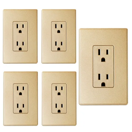 Vista 10 de ELEGRP Receptáculo Decorativo, tomacorriente de pared eléctrico estándar de 15A 125V, sin TR, 2 polos 3 cables, grado residencial con conexión a