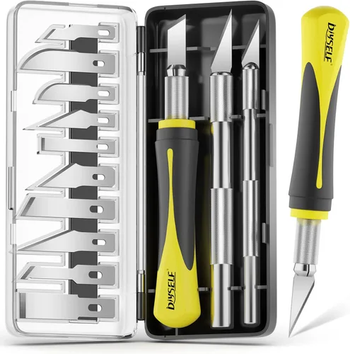 Vista 8 de DIYSELF Juego de 2 cuchillos Exacto para manualidades, arte y cuero - Cuchillo de precisión con 20 cuchillas #11 (negro)