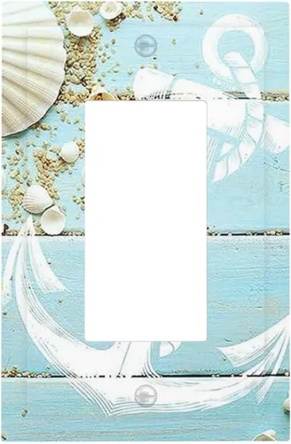 Vista 150 de Cubiertas de Tomacorriente Ancla Estrella de Mar Concha Tablón de Madera Rústico Náutico 1 Gang Interruptor de Luz Dúplex Placa Cubierta Decorativa