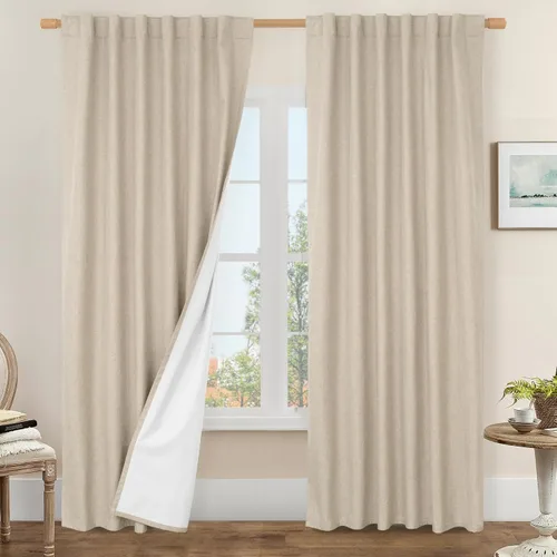 Vista 74 de LAMIT Cortinas opacas cortas de lino de 30 pulgadas para ventanas de cocina sobre el fregadero, cortinas de café texturizadas de lino marfil
