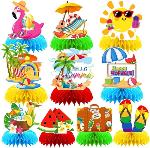 Vista 12 de Centro de mesa del 4 de julio, 10 piezas de centro de mesa patriótico, decoración de mesa para el Día de los Caídos, centros de mesa de panal azul