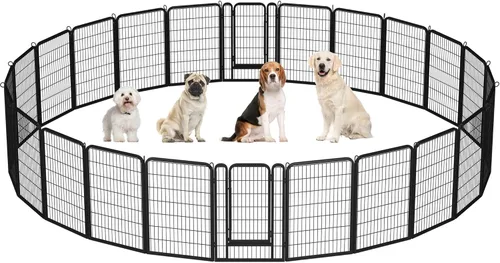 Vista 28 de Yaheetech Corralito para perros, 24 pulgadas, 2 paneles, corral para perros para interiores, resistente, corral de ejercicio para cachorros, valla