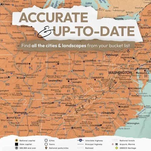 Vista 4 de Mapa de alfiler de Estados Unidos Póster detallado de mapa grande de EE. UU. Mapa de viaje grande con pasador de empuje grande de EE. UU.