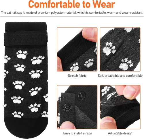 Vista 7 de 1 juego de gorras de uñas para gatos, calcetines de rasgado para gatos, gorras para garras de gato, calcetines de rasgado