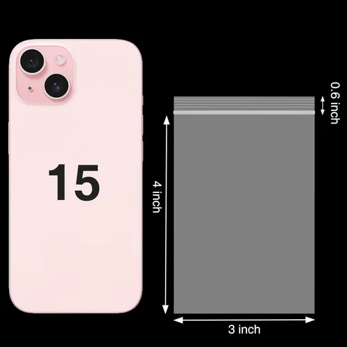 Vista 2 de 400 piezas de bolsas de plástico, bolsas de joyería de 3 x 4 pulgadas de 2 mil, bolsa pequeña transparente con cremallera, bolsa con cremallera