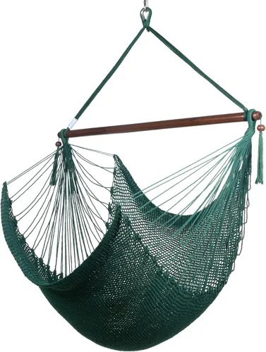 Larga silla hamaca grande caribeña con reposapiés, 48 pulgadas, poliéster, silla de colgar., Verde