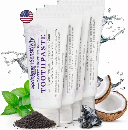 Vista 18 de SprinJene Sensibilidad natural y pasta de dientes con flúor de encías, alivio de dientes sensibles y protección de caries, pasta de dientes natural